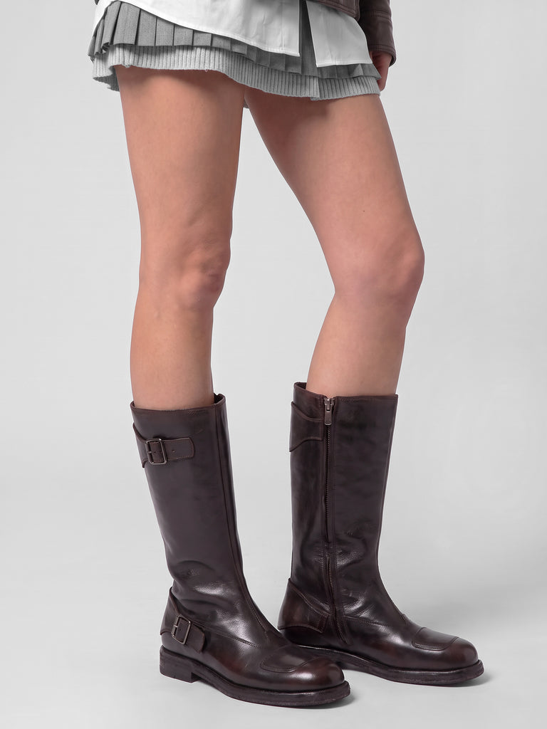 EPHYMERAL 004 - Stivali con Zip in Pelle Marrone