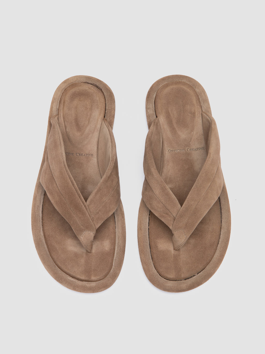 ESTENS 112 - Taupe Suede Thong Sandals - image 2,side view