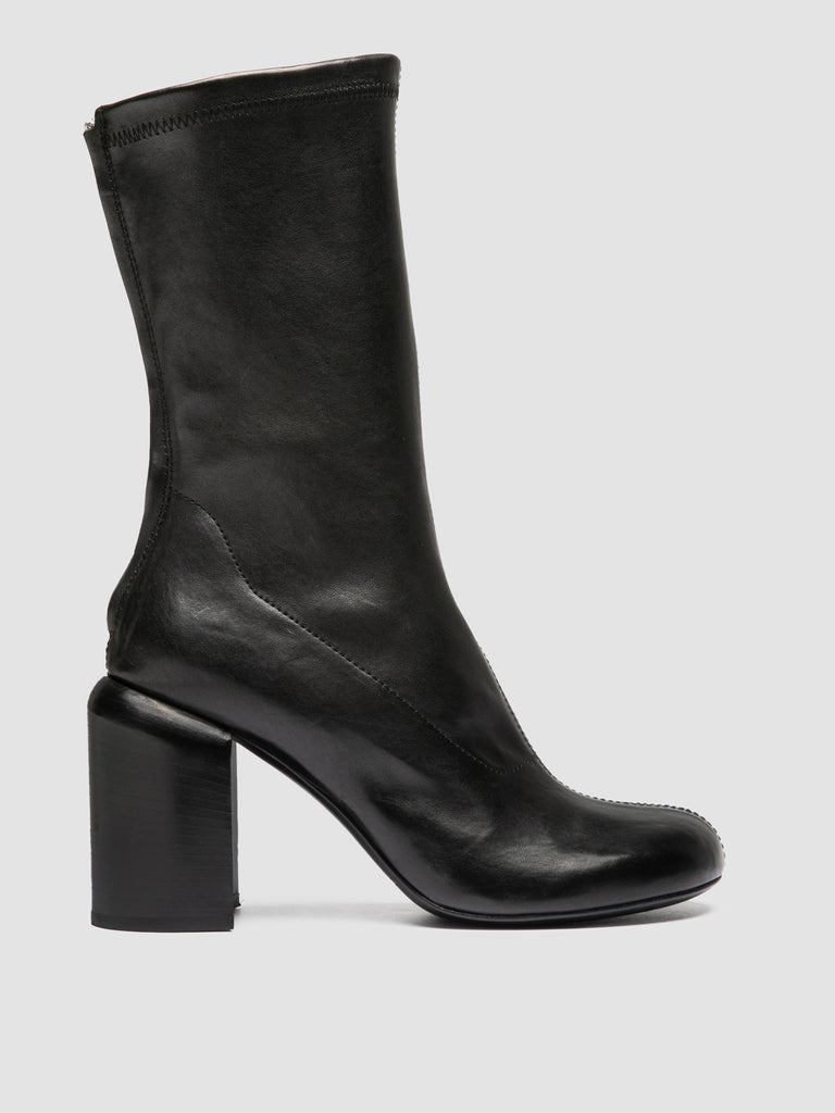 ESTHER 003 - Black Leather Zipped Boots