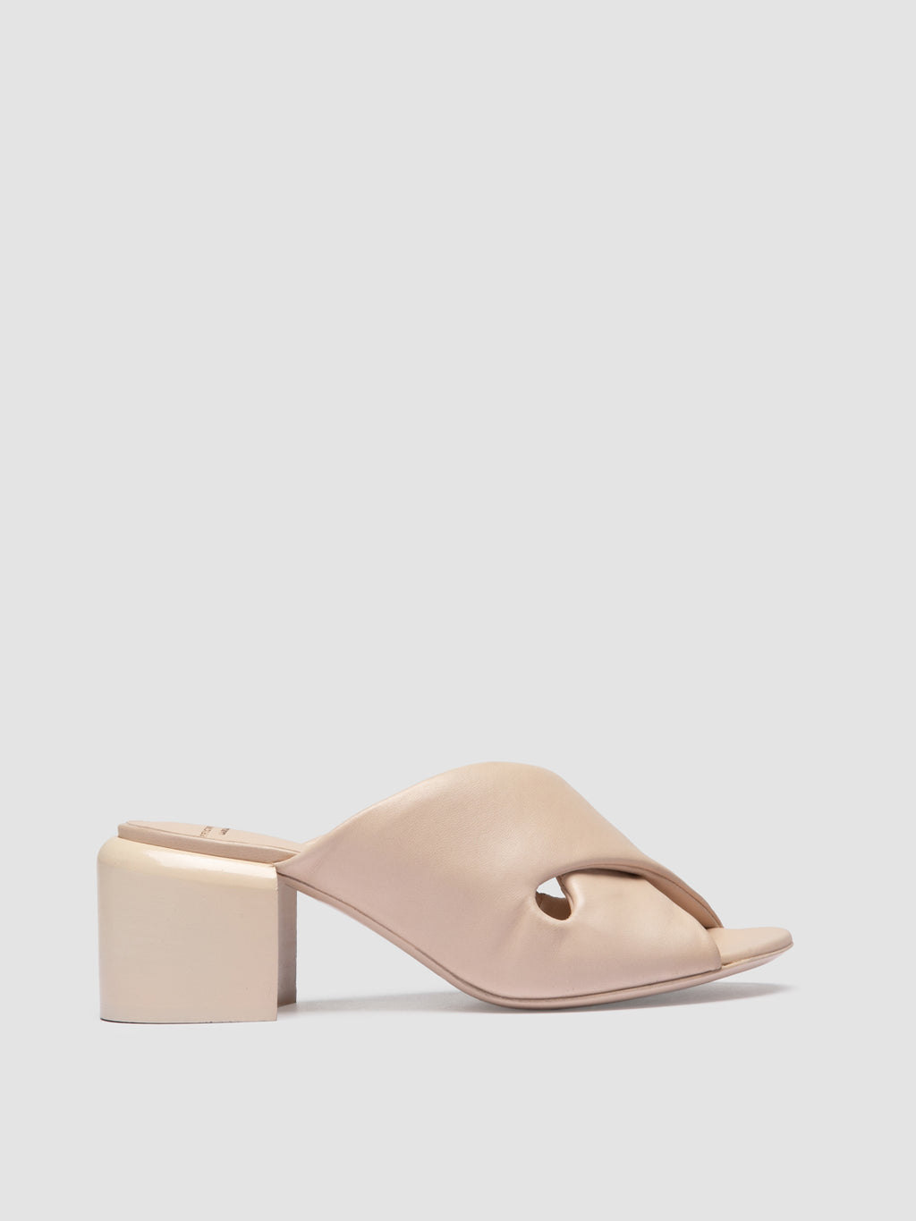 ETHEL 012_S - Beige Leather Slide Sandals - image 1,side view