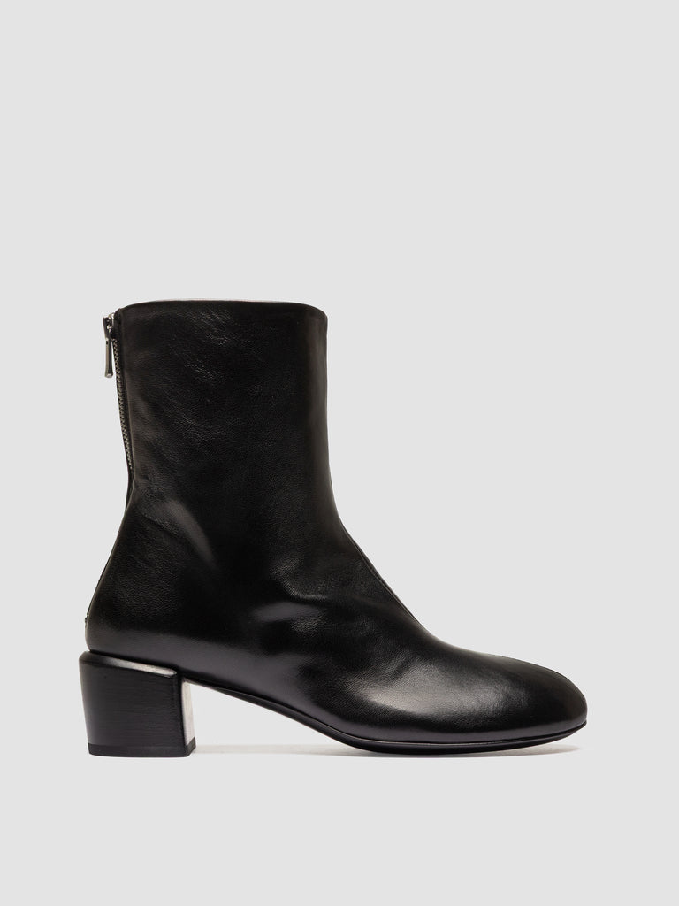 FLORE 012_W - Stivaletti con Zip in Pelle Nera