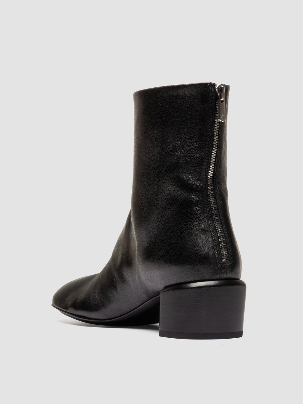 FLORE 012_W - Stivaletti con Zip in Pelle Nera - image 4,side view