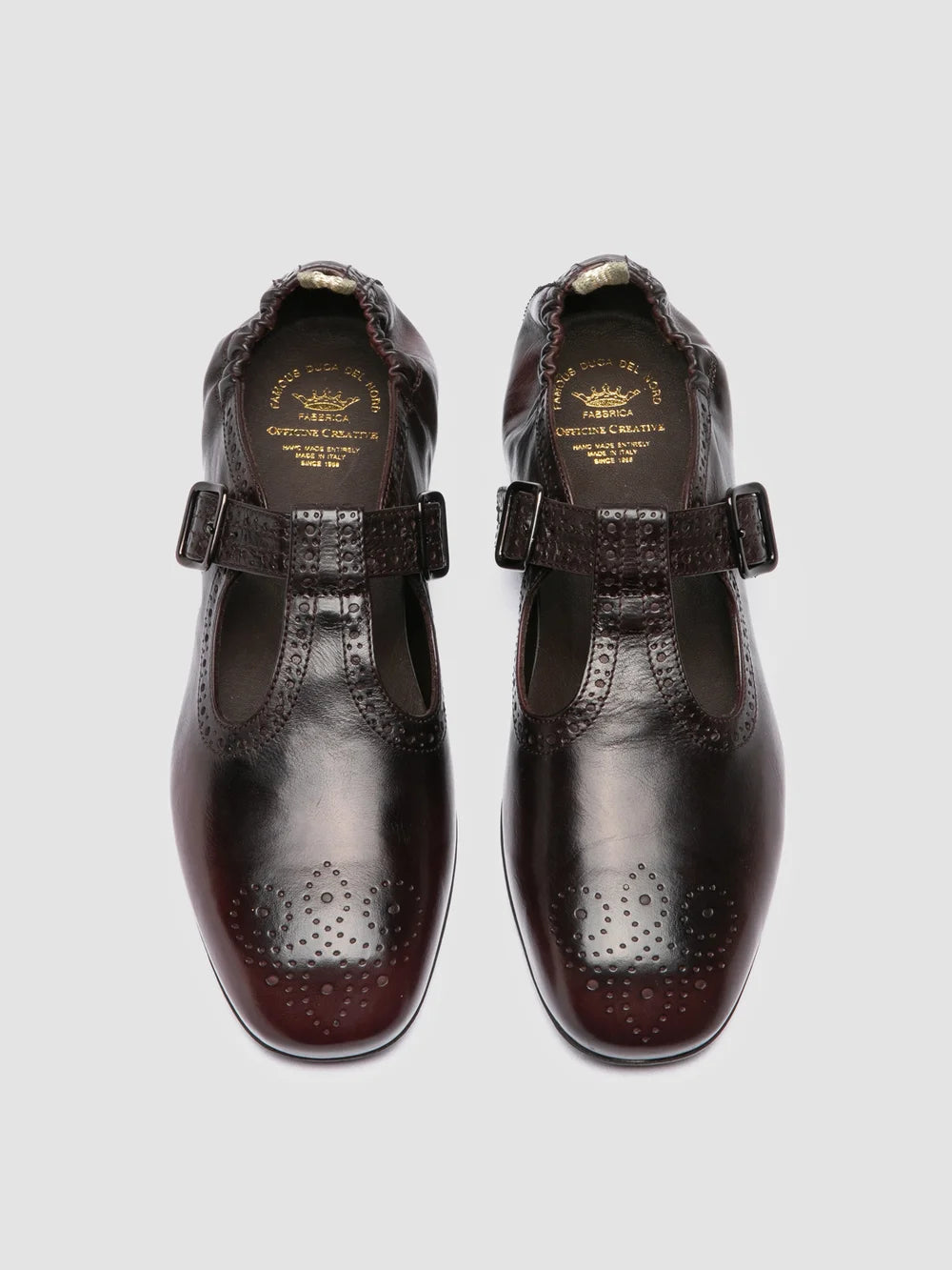 FONTRIERS 103 - Scarpe con Cinturino a T in Pelle Marrone - image 2,side view