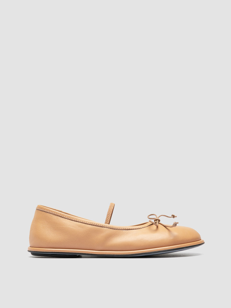 FONTAYNE 001 - Beige Leather Ballerina Shoes