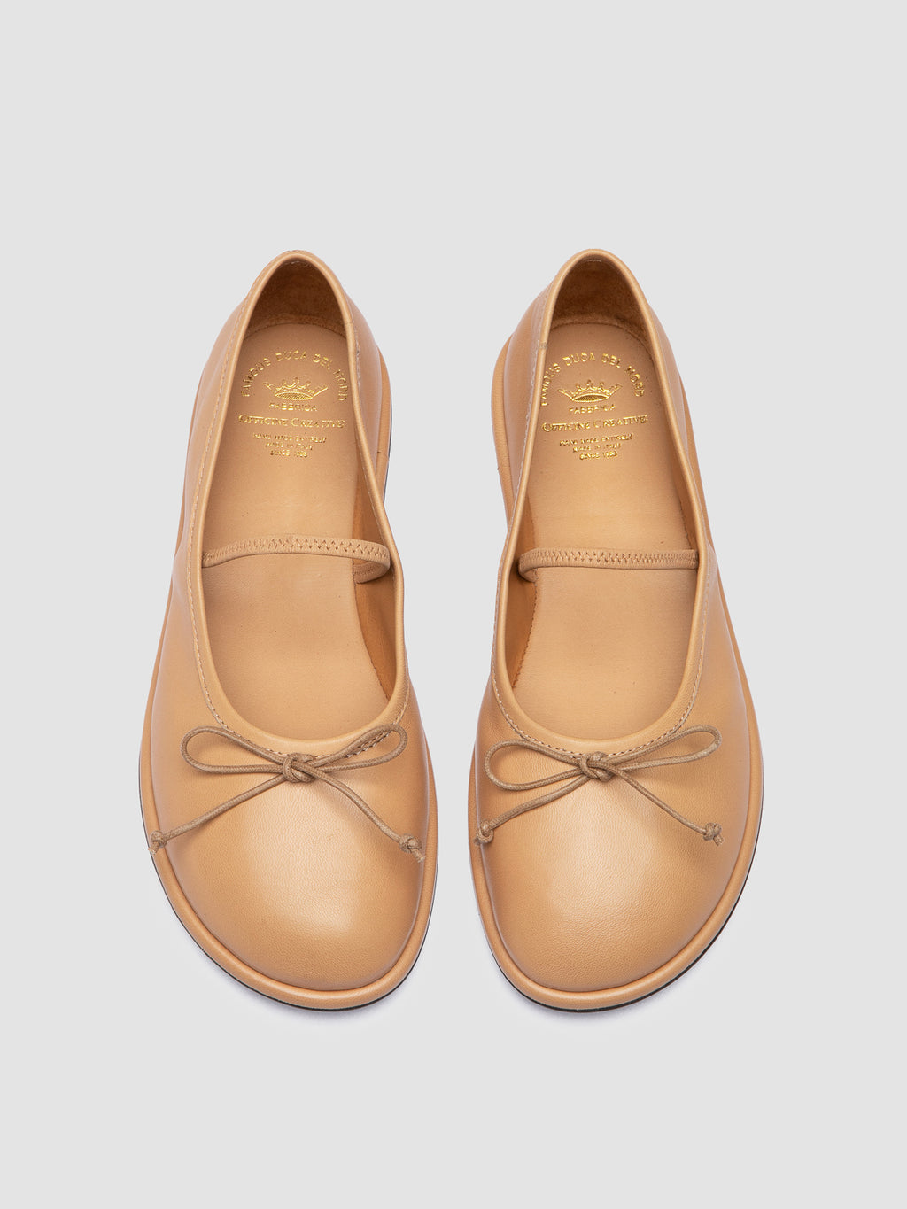 FONTAYNE 001 - Beige Leather Ballerina Shoes - image 2,side view