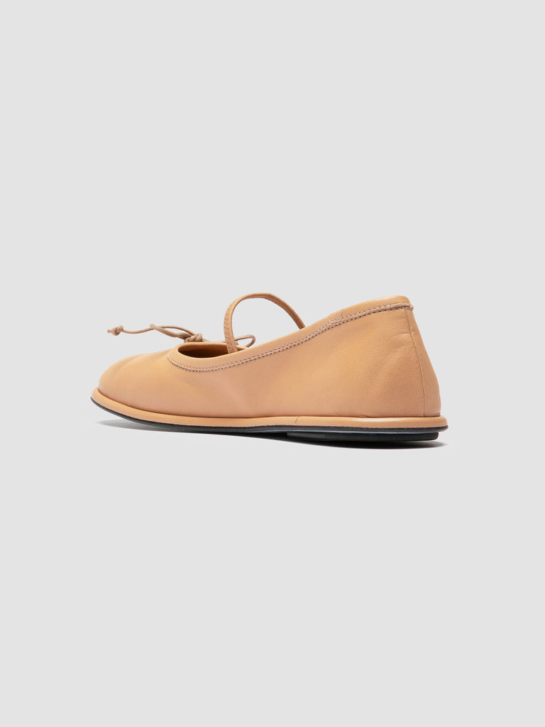 FONTAYNE 001 - Beige Leather Ballerina Shoes