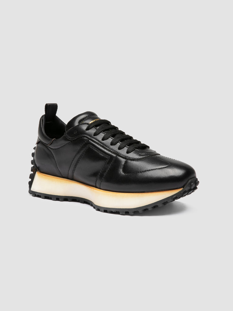 KASBA 103 - Black Leather Low Top Sneakers
