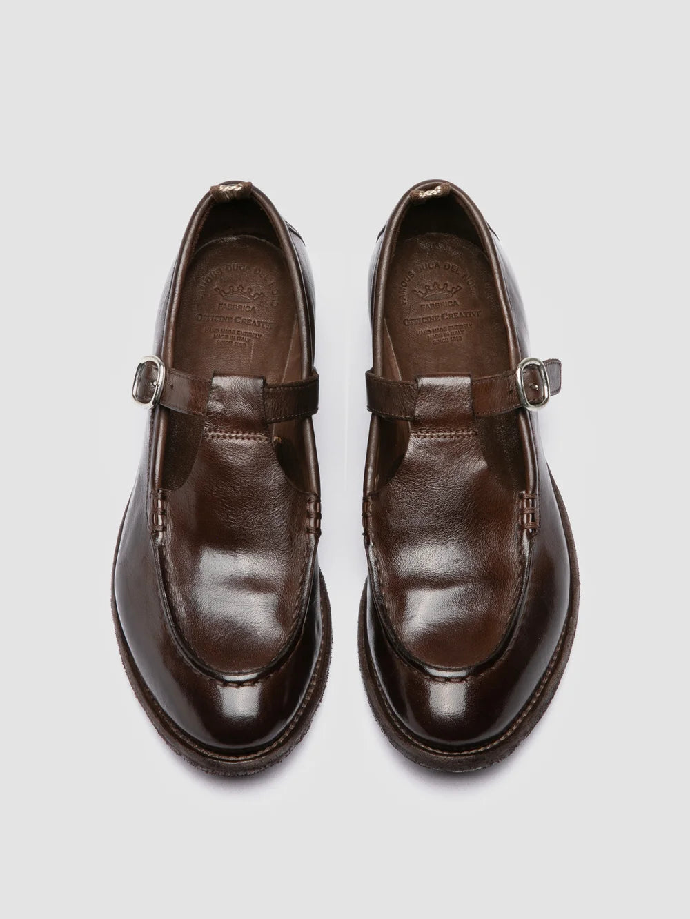 LEXIKON 552 - Scarpe con Cinturino a T in Pelle Marrone - image 2,side view