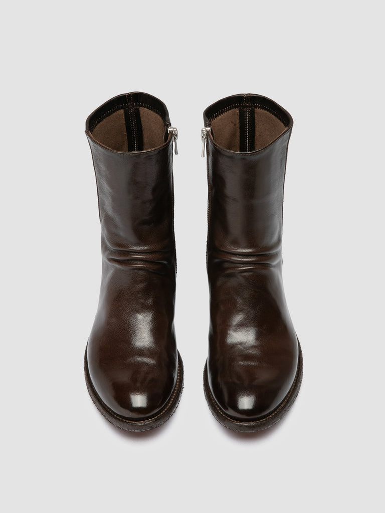 LISON 041 - Stivaletti con Zip in Pelle Marrone