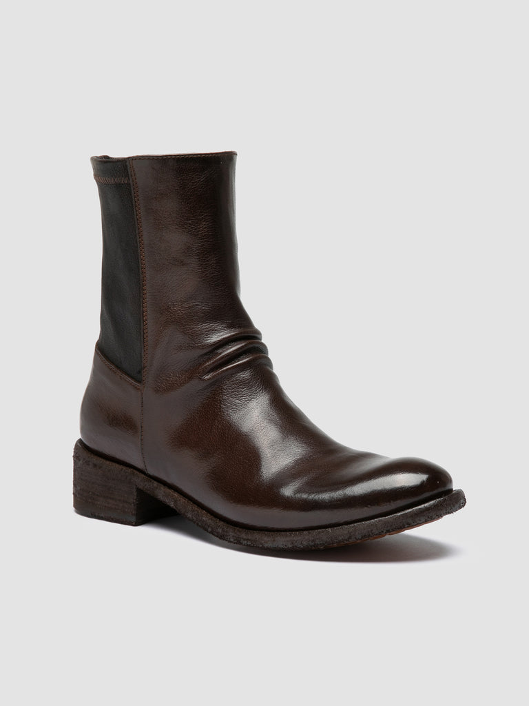 LISON 041 - Stivaletti con Zip in Pelle Marrone