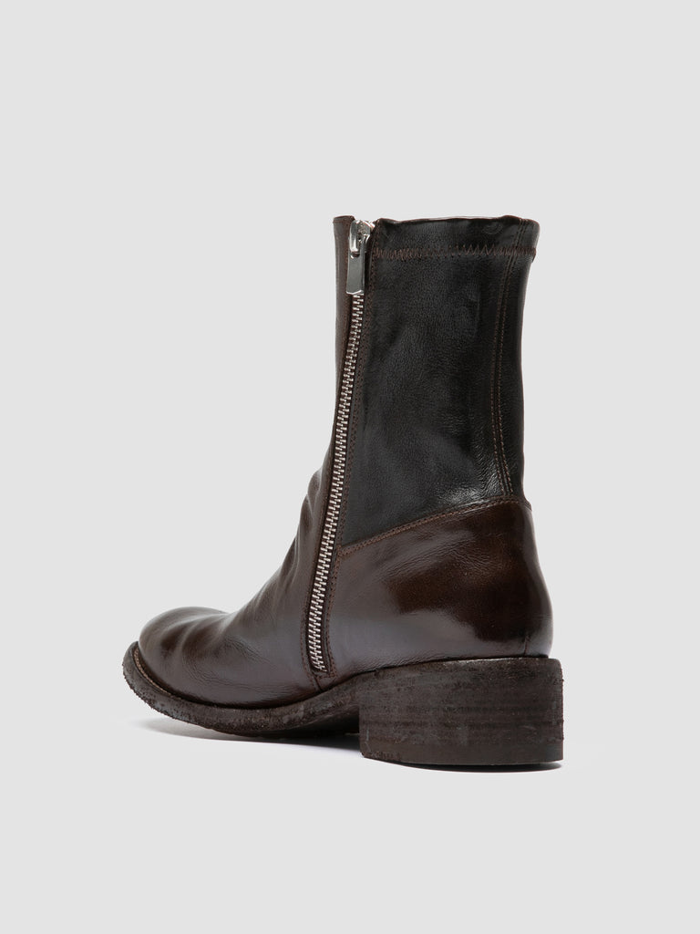 LISON 041 - Stivaletti con Zip in Pelle Marrone