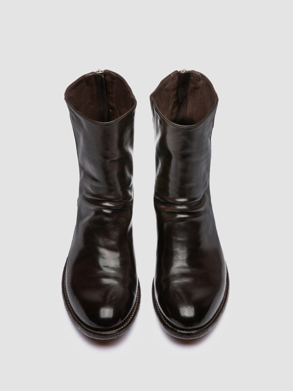 LISON 069 - Brown Leather Zip Boots - image 2,side view