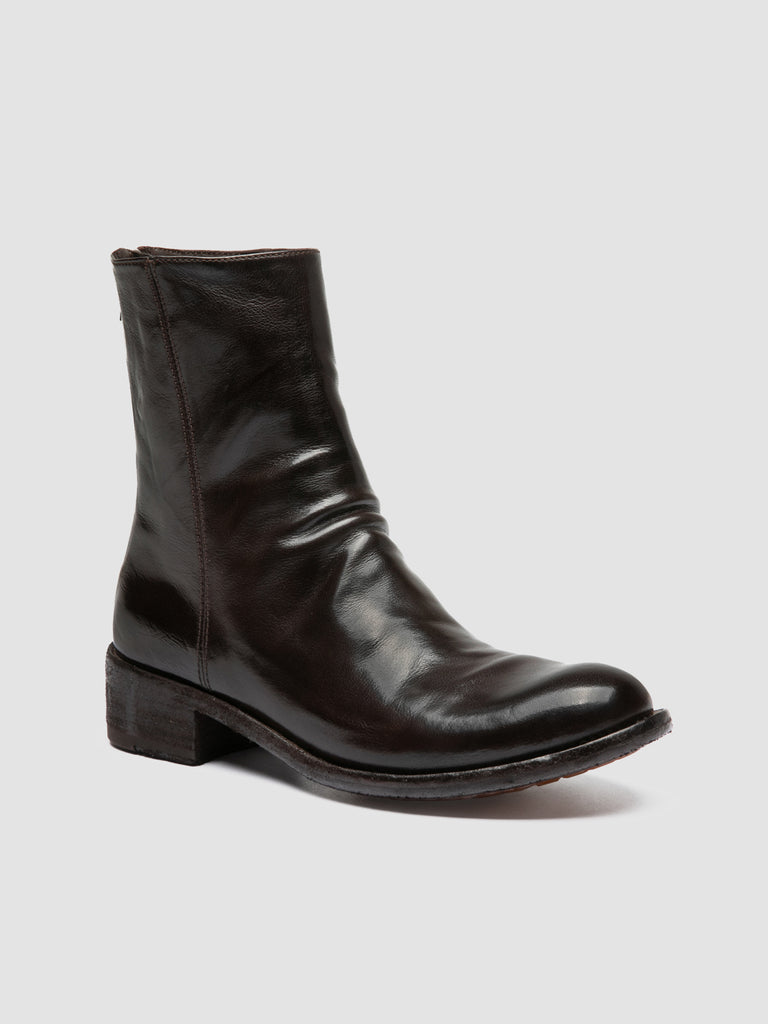 LISON 069 - Brown Leather Zip Boots