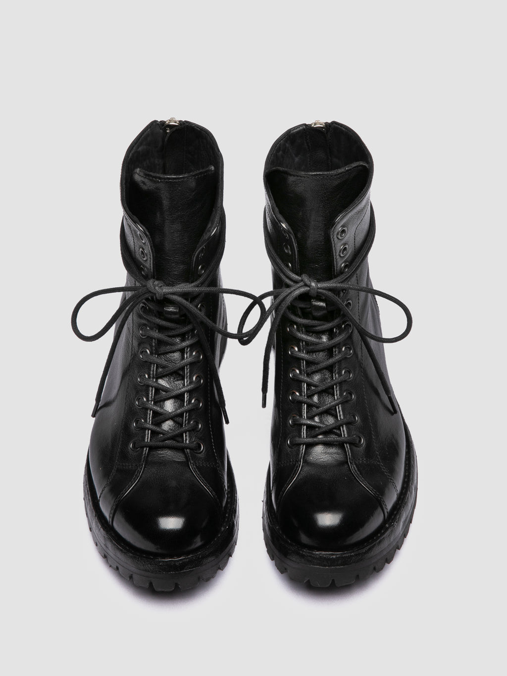 LORAINE 033 - Black Leather Zip Boots - image 2,side view