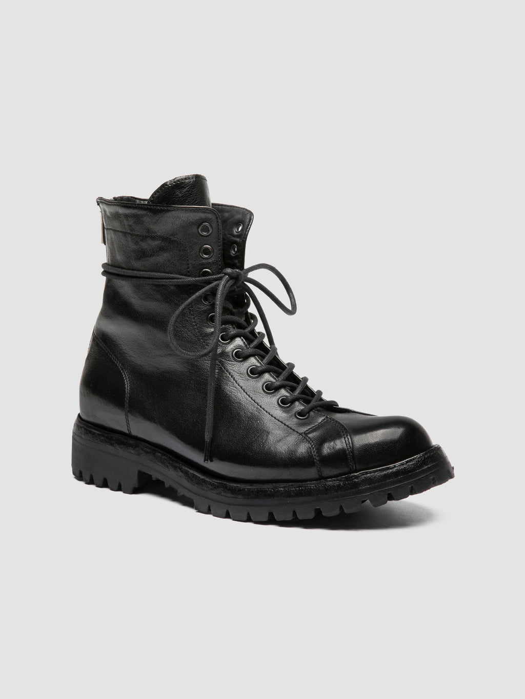 LORAINE 033 - Black Leather Zip Boots - image 3,side view