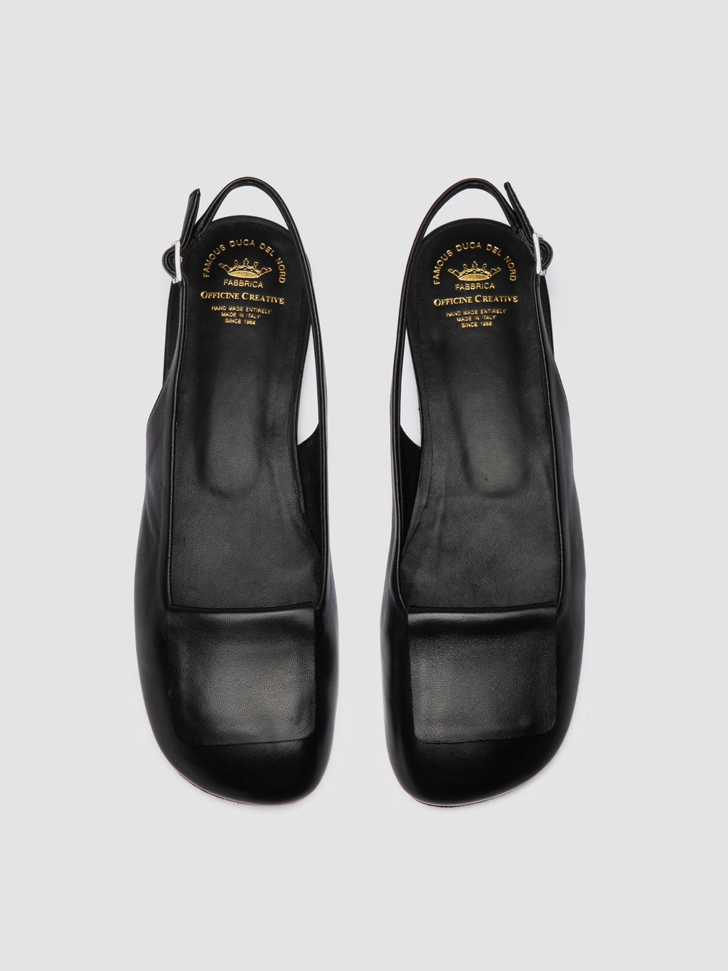 MEREDITH 001 - Black Leather Sling Back Sandals - image 2,side view