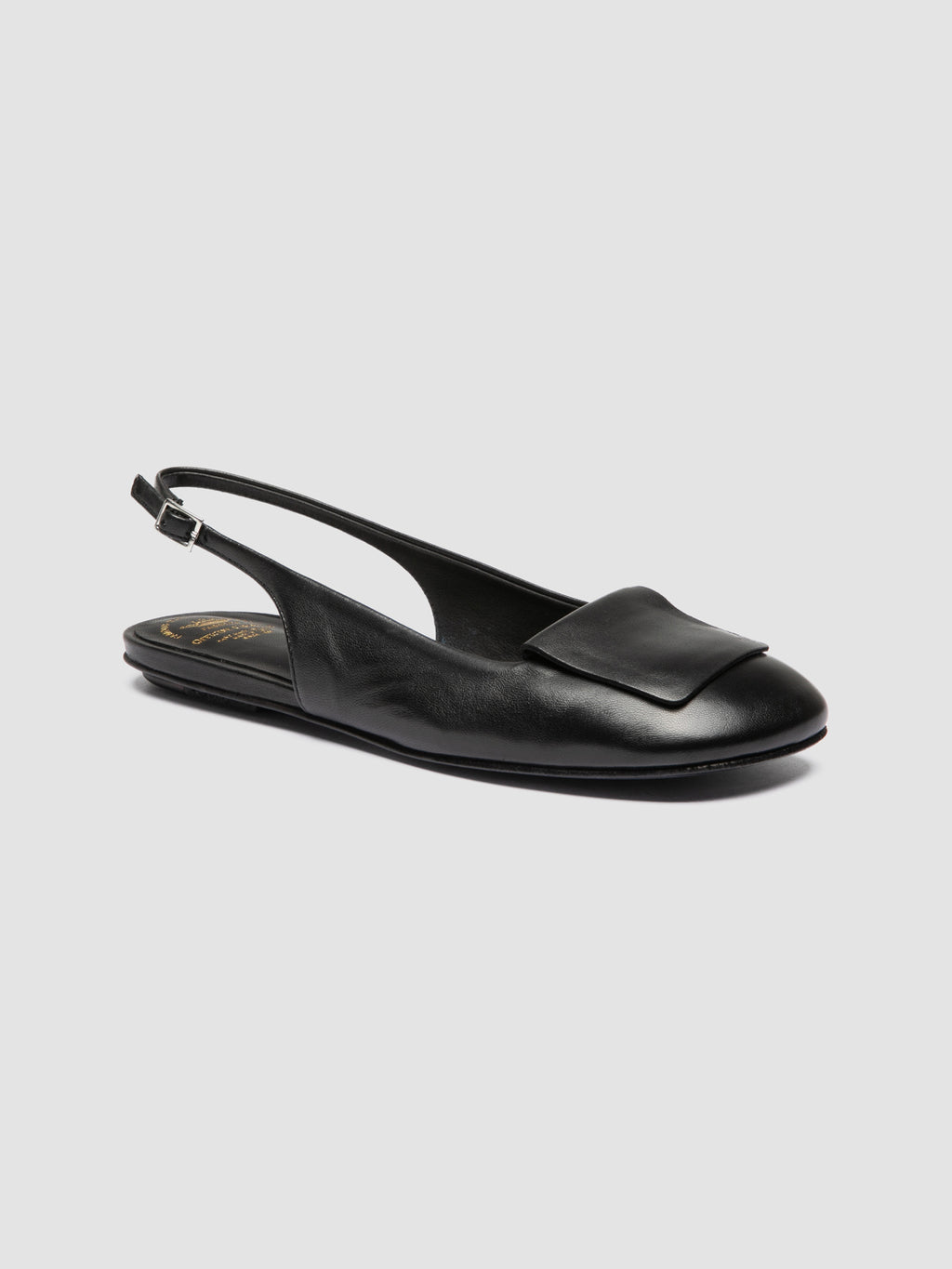MEREDITH 001 - Black Leather Sling Back Sandals - image 3,side view
