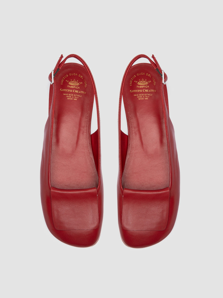 MEREDITH 001 - Red Leather Sling Back Sandals