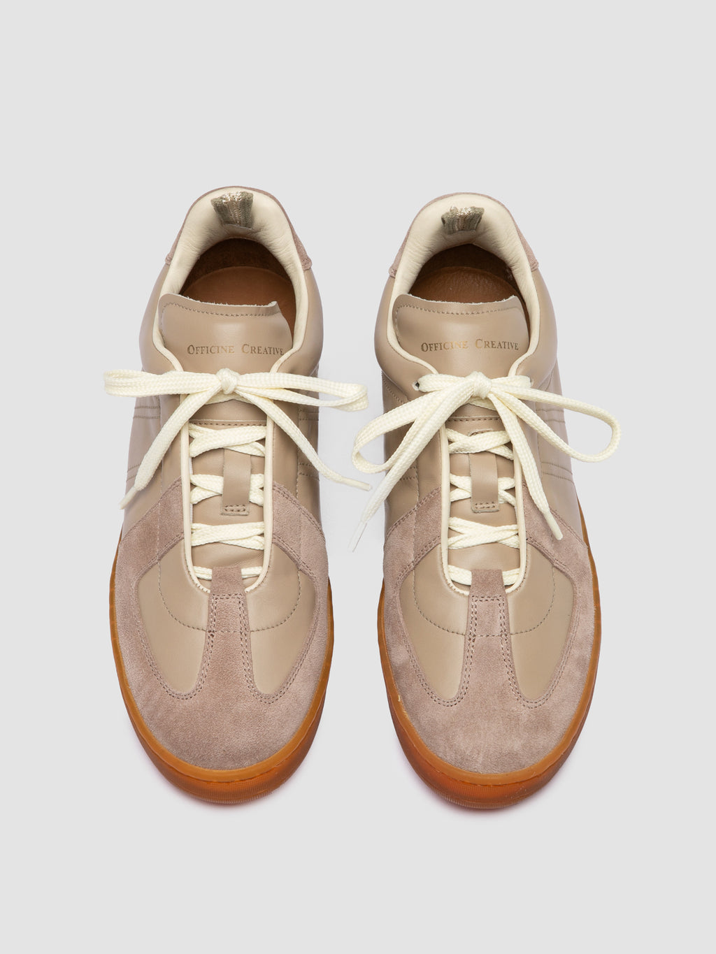 MILITIA 102 - Beige Leather and Suede Sneakers - image 2,side view