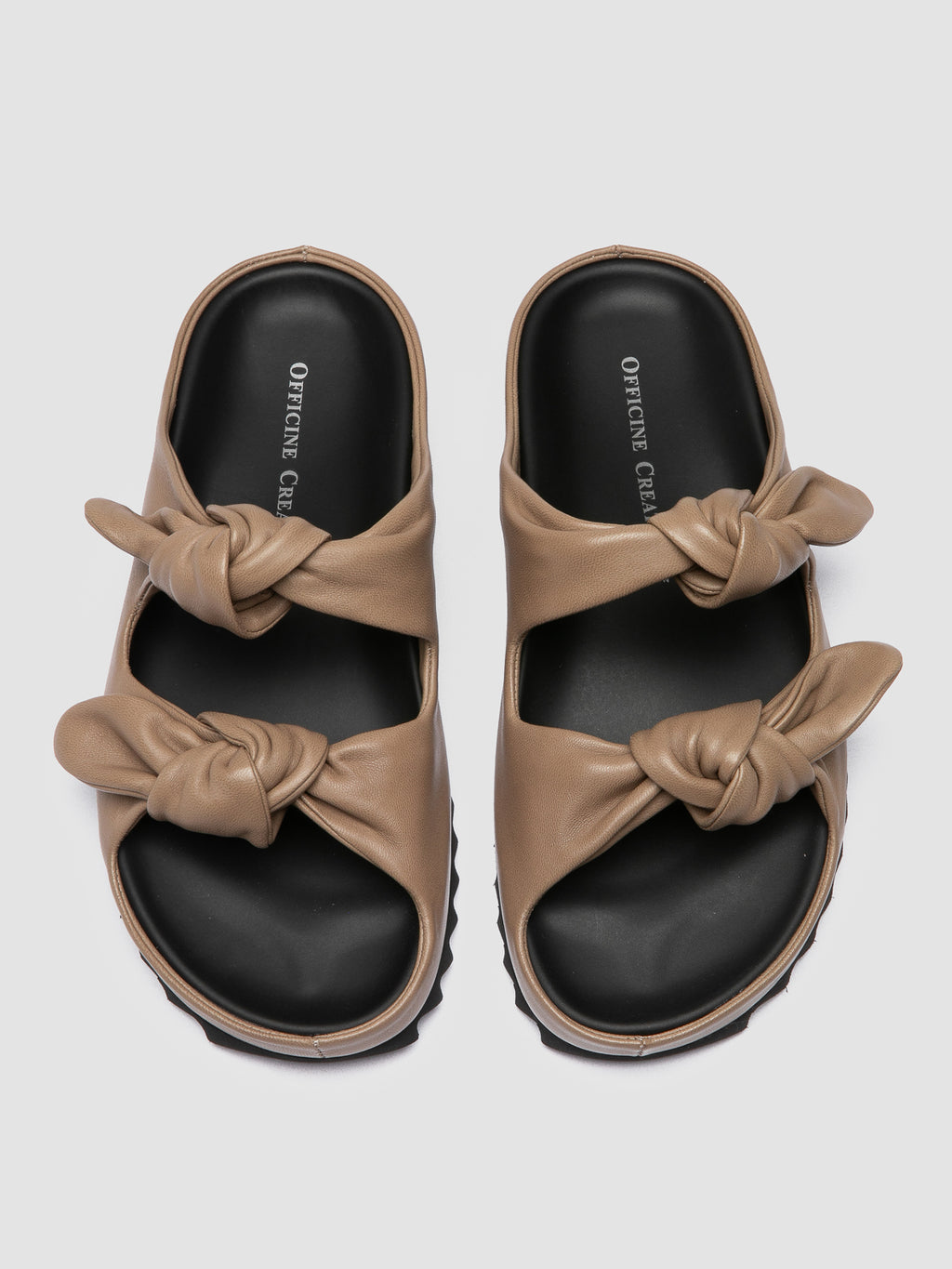 PELAGIE 021 - Taupe Leather Slide Sandals - image 2