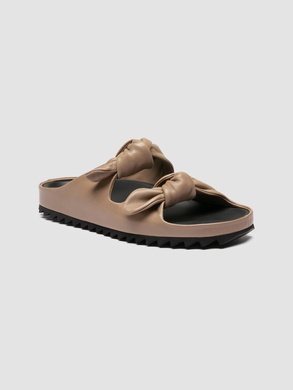 PELAGIE 021 - Taupe Leather Slide Sandals - image 3