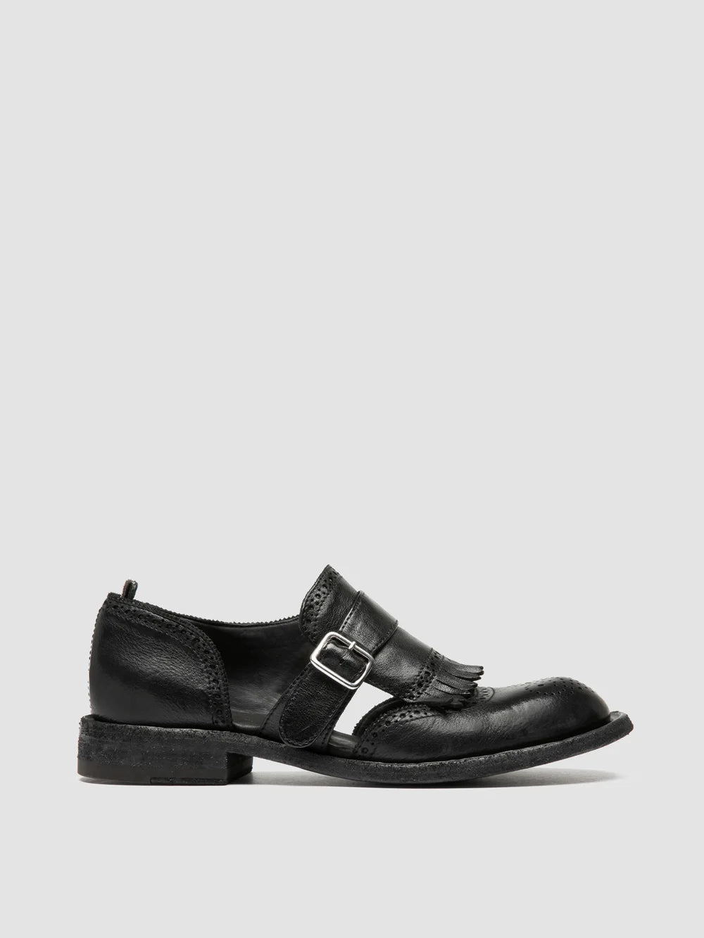 RUGGED 119 - Scarpe Monk in Pelle Nera - image 1,side view