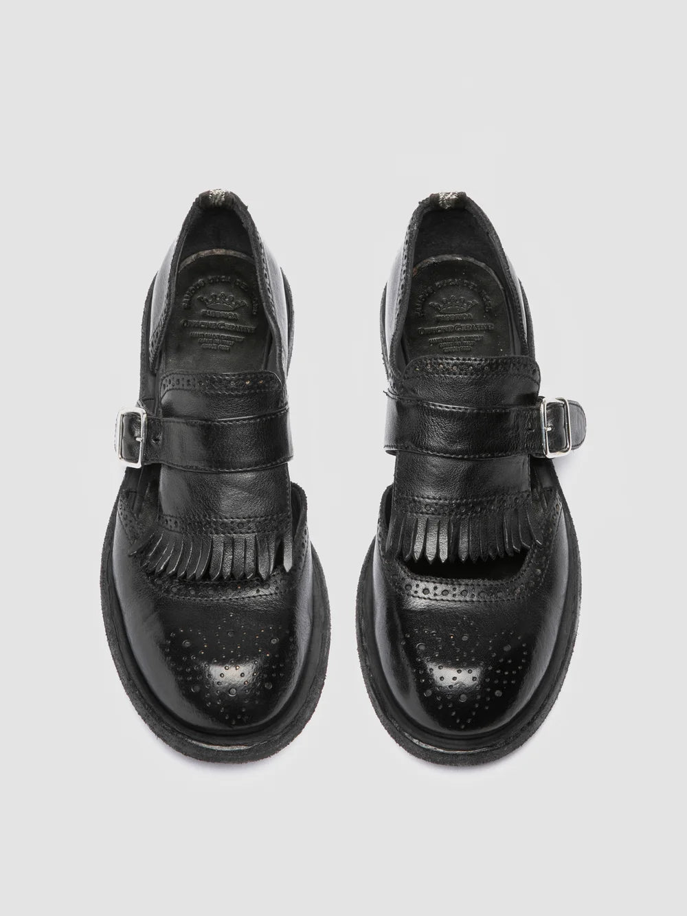 RUGGED 119 - Scarpe Monk in Pelle Nera - image 2,side view