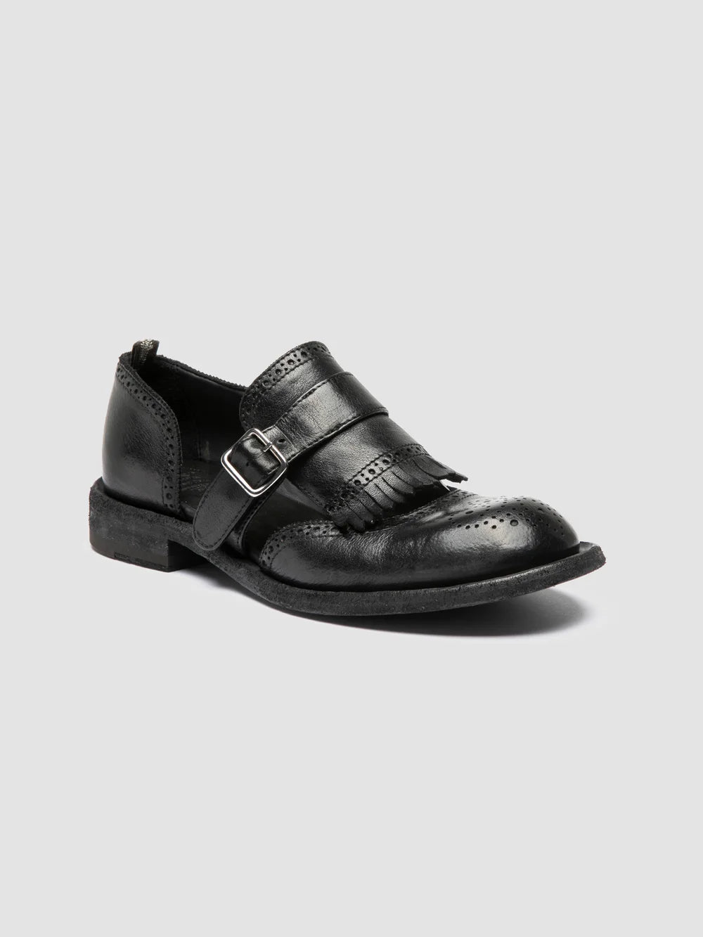 RUGGED 119 - Scarpe Monk in Pelle Nera - image 3,side view