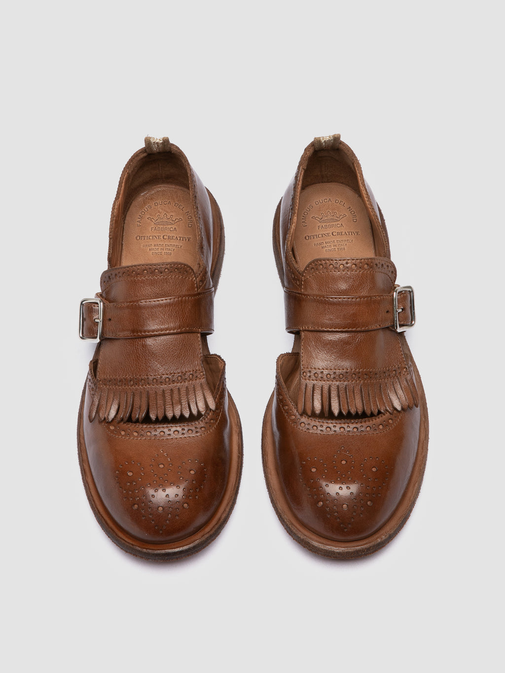 RUGGED 119 - Scarpe Monk in Pelle Marrone - image 2,side view