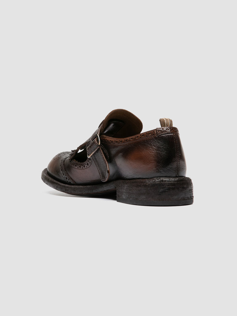 RUGGED 126_W - Scarpe con Cinturino a T in Pelle Marrone