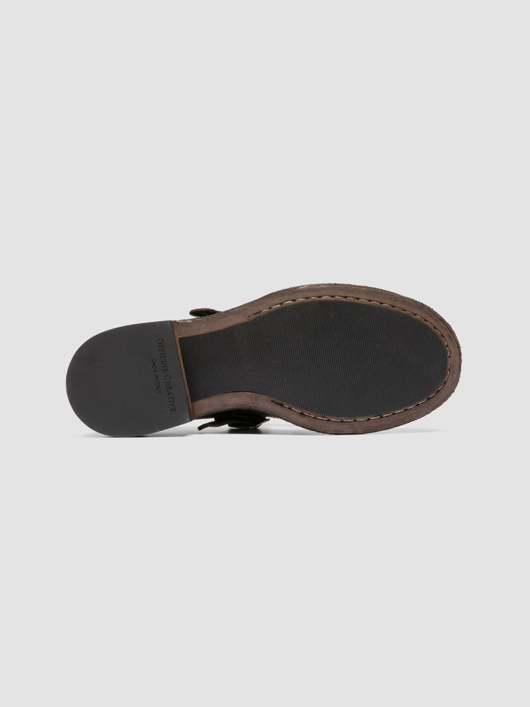 RUGGED 126_W - Scarpe con Cinturino a T in Pelle Marrone