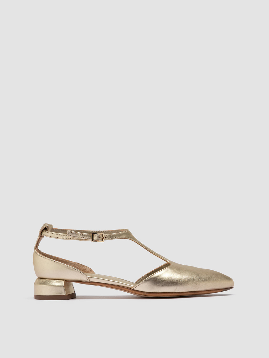 SAGE 103 - Gold Leather T-Bar Shoes - image 1,side view