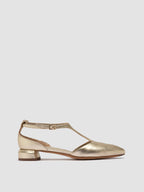 SAGE 103 - Scarpe con Cinturino a T in Pelle Color Oro