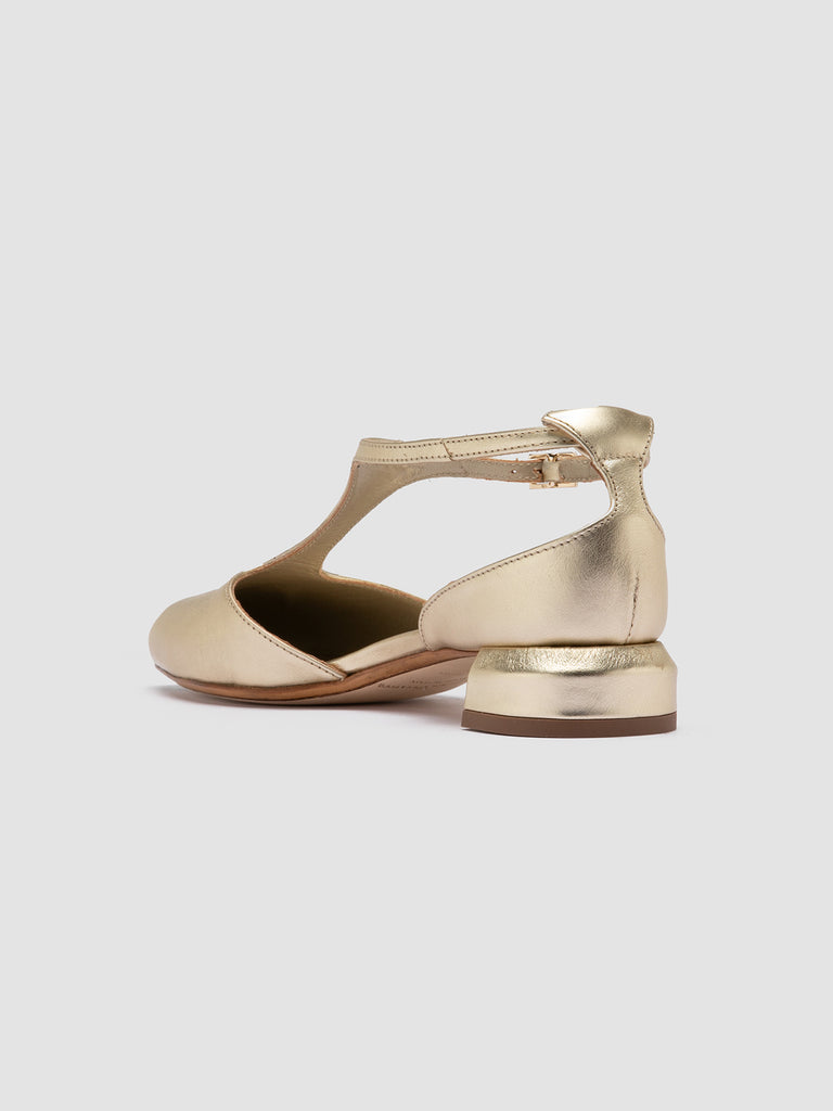 SAGE 103 - Gold Leather T-Bar Shoes