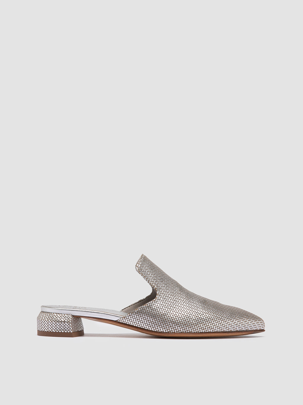 SAGE 106 - Silver Leather Mule Sandals - image 1,side view