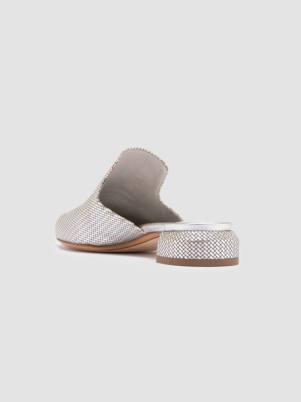 SAGE 106 - Silver Leather Mule Sandals - image 4,side view