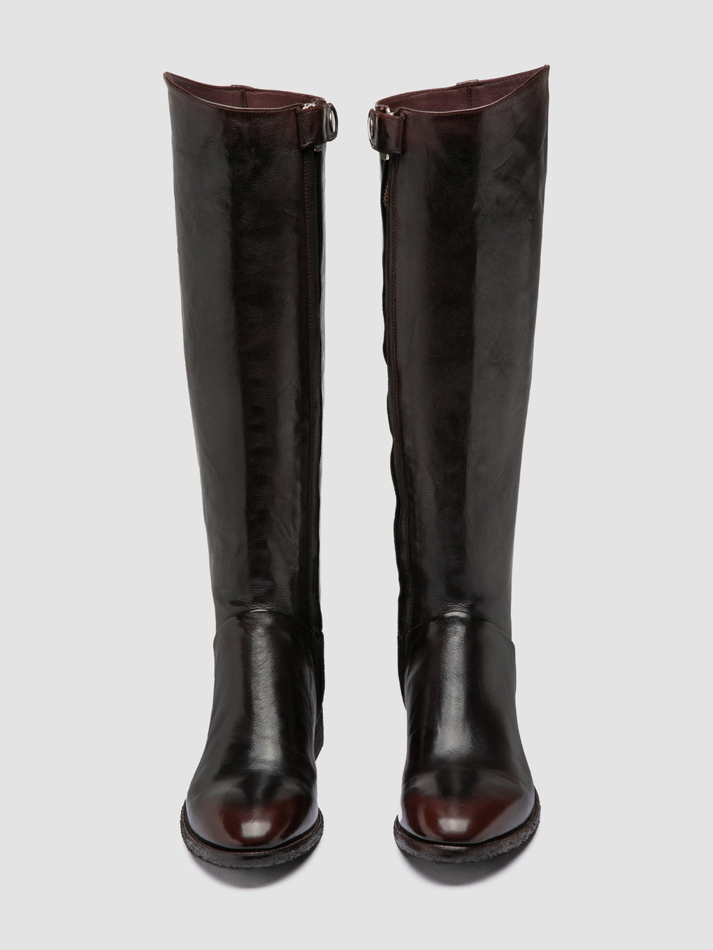 SELINE 039 - Stivali con Zip in Pelle Marrone - image 2,side view