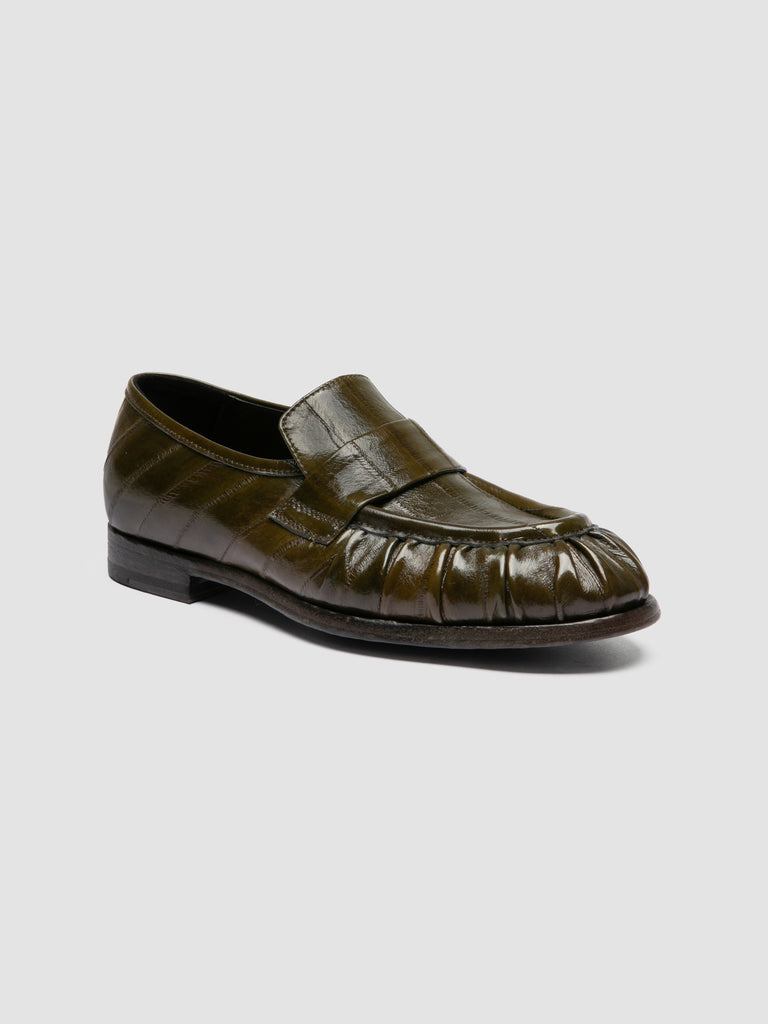 SOLITUDE 107 - Green Leather Penny Loafers