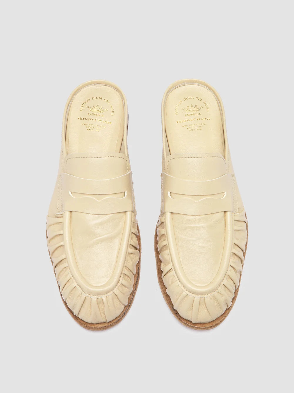 SOLITUDE 112 - Ivory Leather Mule Sandals - image 2,side view