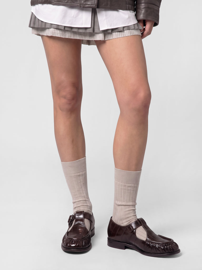 SOLITUDE 115 - Scarpe con Cinturino a T in Pelle Marrone