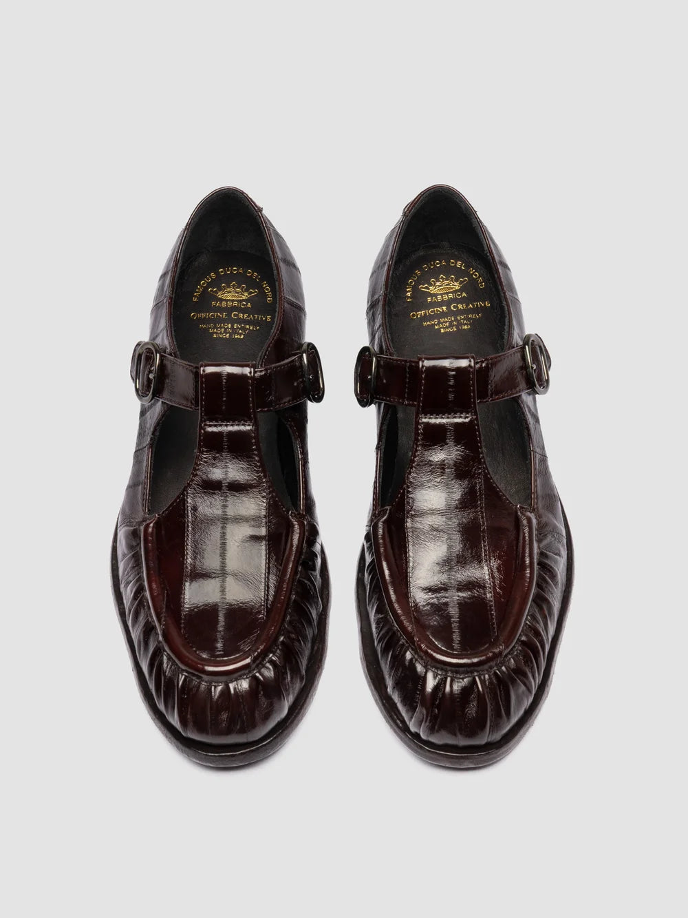 SOLITUDE 115 - Scarpe con Cinturino a T in Pelle Marrone - image 2,side view