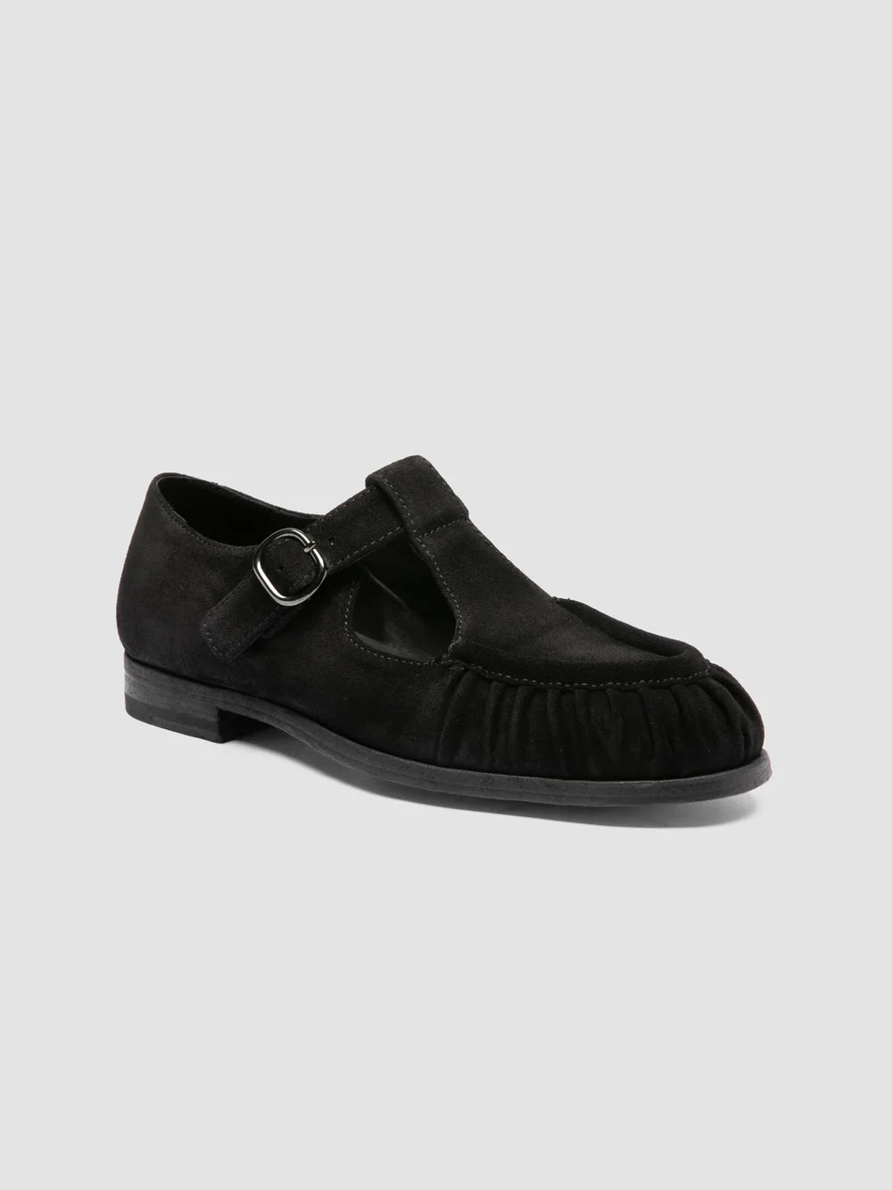 SOLITUD /115 - Scarpe con Cinturino a T in Pelle Scamosciata Nera - image 3,side view