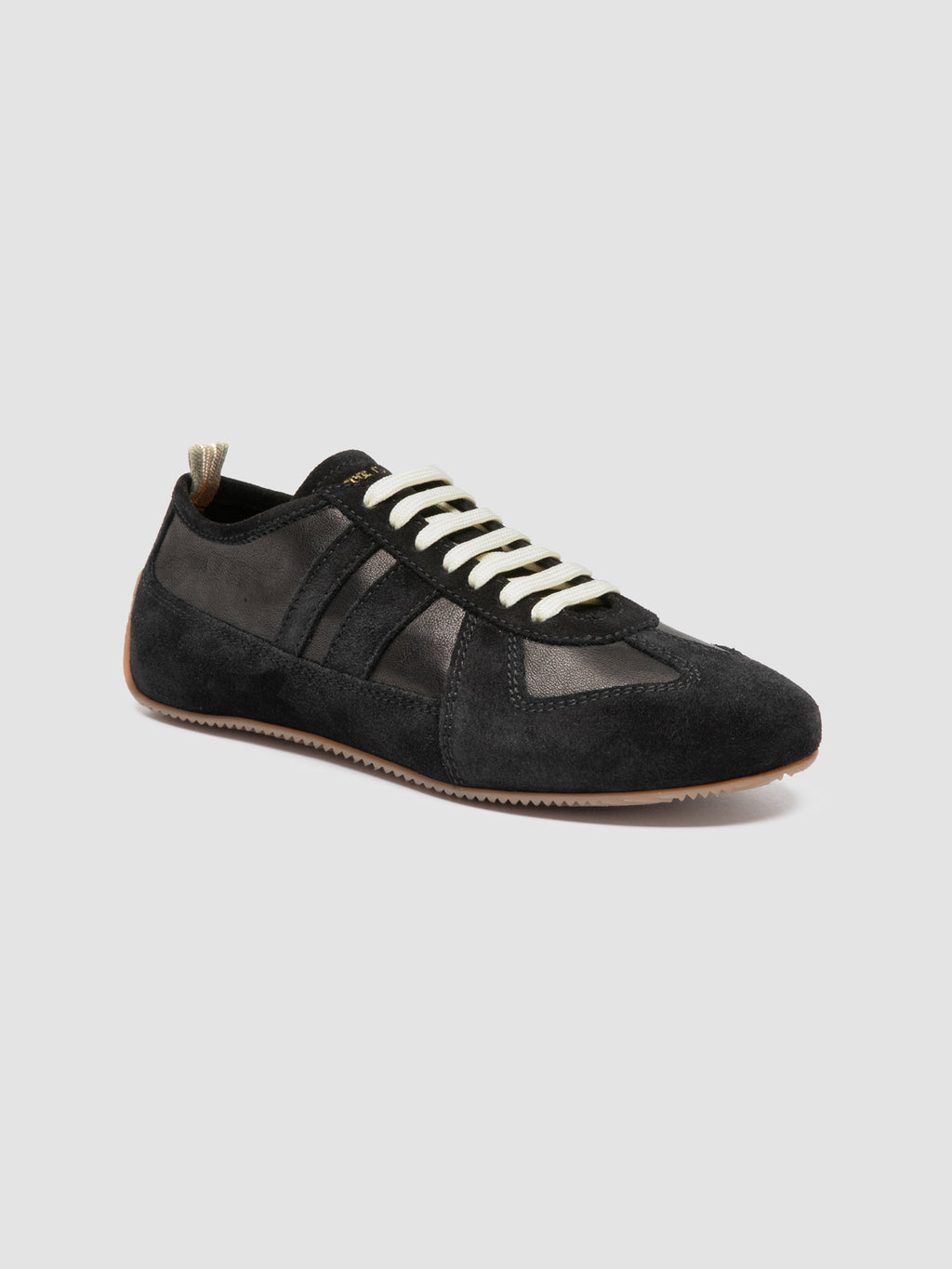 SUBSIDE 102 - Black Leather and Suede Low-Top Sneakers - image 3,side view