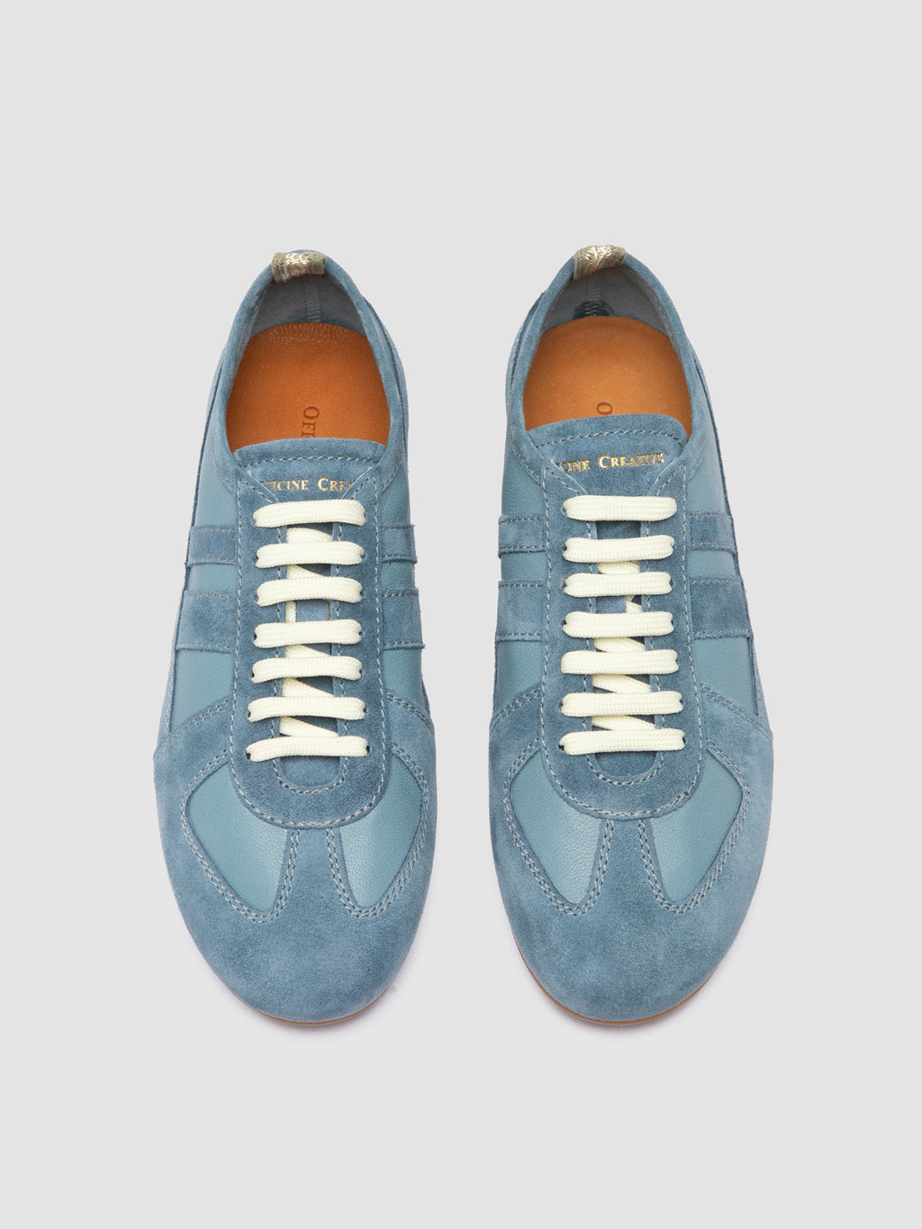 SUBSIDE 102 - Blue Leather and Suede Low-Top Sneakers - image 2,side view