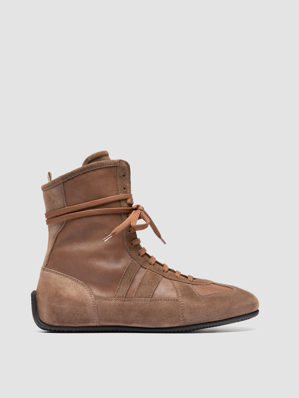 SUBSIDE 105_W - Sneaker Alte in Pelle e Pelle Scamosciata Marrone - image 1,side view