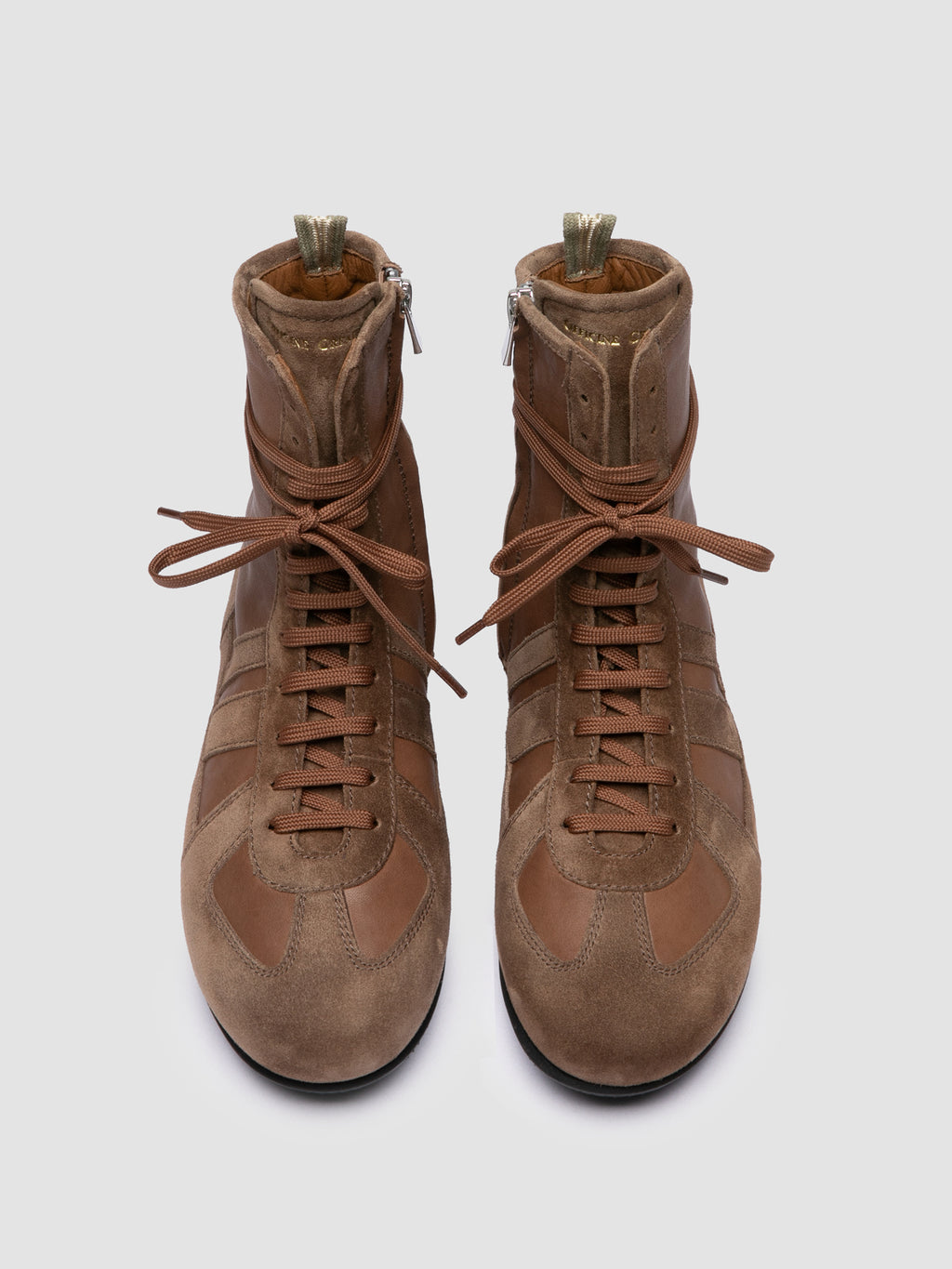 SUBSIDE 105_W - Sneaker Alte in Pelle e Pelle Scamosciata Marrone - image 2,side view