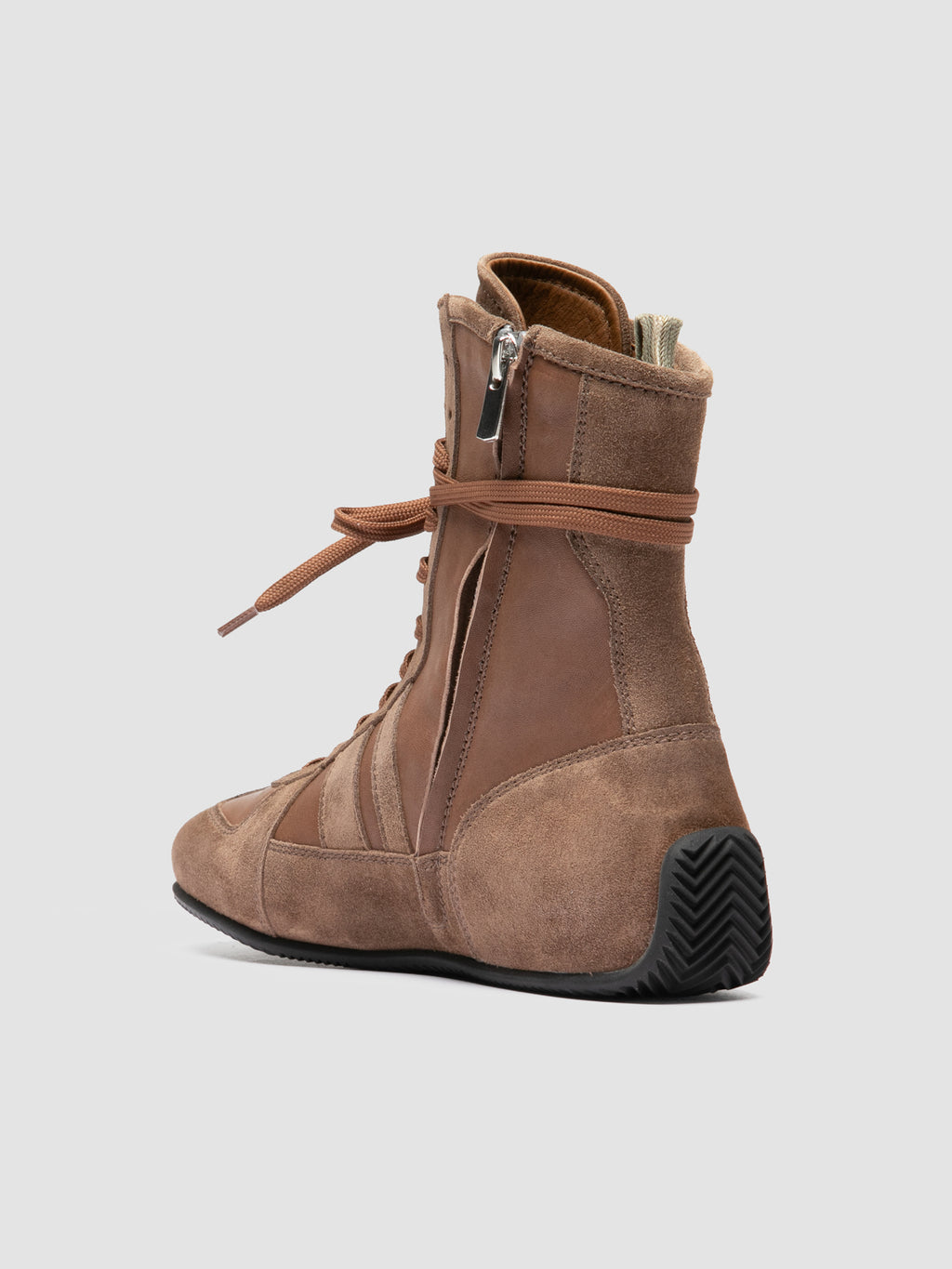 SUBSIDE 105_W - Sneaker Alte in Pelle e Pelle Scamosciata Marrone - image 4,side view