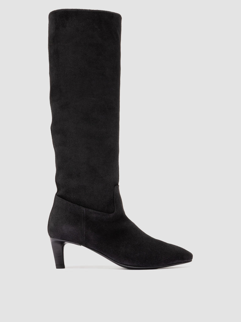 SUZY 006 - Black Suede Zipped Boots