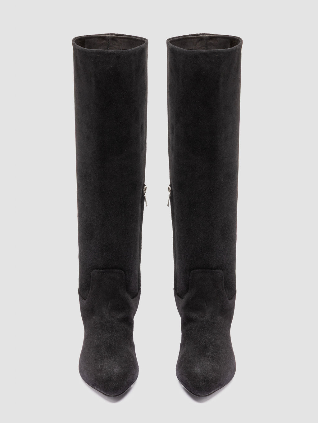 SUZY 006 - Black Suede Zipped Boots - image 2,side view