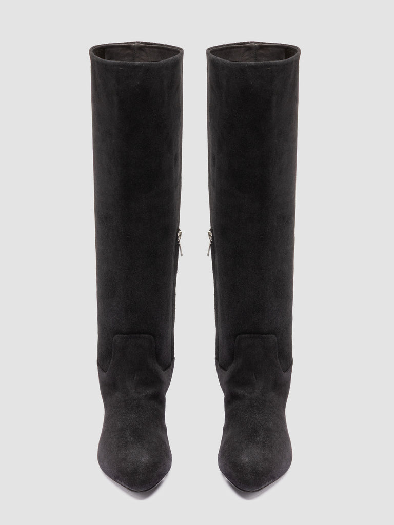 SUZY 006 - Black Suede Zipped Boots